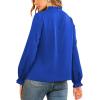 imageLYANER Womens Frill Mock Neck Flounce Long Sleeve Solid Blouse Office Shirt TopRoyal Blue