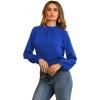 imageLYANER Womens Frill Mock Neck Flounce Long Sleeve Solid Blouse Office Shirt TopRoyal Blue