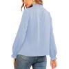 imageLYANER Womens Frill Mock Neck Flounce Long Sleeve Solid Blouse Office Shirt TopSky Blue