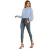 imageLYANER Womens Frill Mock Neck Flounce Long Sleeve Solid Blouse Office Shirt TopSky Blue