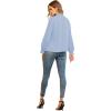 imageLYANER Womens Frill Mock Neck Flounce Long Sleeve Solid Blouse Office Shirt TopSky Blue