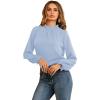 imageLYANER Womens Frill Mock Neck Flounce Long Sleeve Solid Blouse Office Shirt TopSky Blue