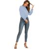 imageLYANER Womens Frill Mock Neck Flounce Long Sleeve Solid Blouse Office Shirt TopSky Blue