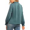 imageLYANER Womens Frill Mock Neck Flounce Long Sleeve Solid Blouse Office Shirt TopTurquoise