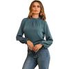 imageLYANER Womens Frill Mock Neck Flounce Long Sleeve Solid Blouse Office Shirt TopTurquoise