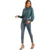 imageLYANER Womens Frill Mock Neck Flounce Long Sleeve Solid Blouse Office Shirt TopTurquoise
