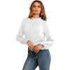 imageLYANER Womens Frill Mock Neck Flounce Long Sleeve Solid Blouse Office Shirt TopWhite