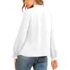 imageLYANER Womens Frill Mock Neck Flounce Long Sleeve Solid Blouse Office Shirt TopWhite