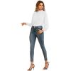 imageLYANER Womens Frill Mock Neck Flounce Long Sleeve Solid Blouse Office Shirt TopWhite