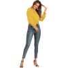 imageLYANER Womens Frill Mock Neck Flounce Long Sleeve Solid Blouse Office Shirt TopYellow