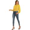 imageLYANER Womens Frill Mock Neck Flounce Long Sleeve Solid Blouse Office Shirt TopYellow