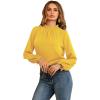 imageLYANER Womens Frill Mock Neck Flounce Long Sleeve Solid Blouse Office Shirt TopYellow