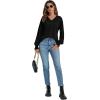 imageLYANER Womens Long Sleeve Tops V Neck Ruffle Lantern Sleeve Casual Loose Blouse Tunic Shirts TopBlack