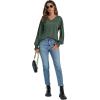 imageLYANER Womens Long Sleeve Tops V Neck Ruffle Lantern Sleeve Casual Loose Blouse Tunic Shirts TopDark Green