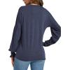 imageLYANER Womens Long Sleeve Tops V Neck Ruffle Lantern Sleeve Casual Loose Blouse Tunic Shirts TopDusty Blue