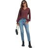 imageLYANER Womens Long Sleeve Tops V Neck Ruffle Lantern Sleeve Casual Loose Blouse Tunic Shirts TopWine Red