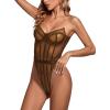 imageLYANER Womens Off the Shoulder Backless Sleeveless Lingerie Leotard Mesh Bodysuit Tops Orange Medium