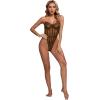 imageLYANER Womens Off the Shoulder Backless Sleeveless Lingerie Leotard Mesh Bodysuit Tops Orange Medium
