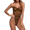 imageLYANER Womens Off the Shoulder Backless Sleeveless Lingerie Leotard Mesh Bodysuit Tops Orange Medium