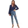 imageLYANER Womens Rib Knit Wraped V Neck Puff Long Sleeve Bodysuit Leotard Top
