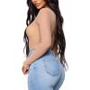 imageLYANER Womens Sexy Sheer Mock Neck Long Sleeve Leotard Bodysuit TopBeige