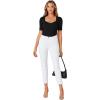 imageLYANER Womens Square V Neck Puff Short Sleeve Knit Summer Elegant TShirt TopsPure Black