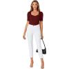 imageLYANER Womens Square V Neck Puff Short Sleeve Knit Summer Elegant TShirt TopsPure Wine Red