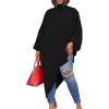 imageLYANER Womens Casual Mock Neck Asymmetrical High Low Balloon Long Sleeve Long Shirt Blouse Tunic Top Black Medium