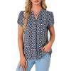 imageLYANER Womens Dressy Chiffon Blouses Summer Casual TShirts Petal Short Sleeve Notched V Neck Tunic Tops for LeggingsDusty Blue