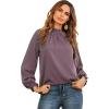 imageLYANER Womens Frill Mock Neck Flounce Long Sleeve Solid Blouse Office Shirt TopDusty Purple
