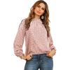 imageLYANER Womens Frill Mock Neck Flounce Long Sleeve Solid Blouse Office Shirt TopFloral Pink