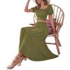 imageLYANER Womens 2 Pcs Outfits Wrap Tie Short Sleeve Crop Top Ruffle Maxi Skirt SetArmy Green