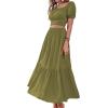 imageLYANER Womens 2 Pcs Outfits Wrap Tie Short Sleeve Crop Top Ruffle Maxi Skirt SetArmy Green