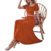 imageLYANER Womens 2 Pcs Outfits Wrap Tie Short Sleeve Crop Top Ruffle Maxi Skirt SetCaramel