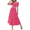 imageLYANER Womens 2 Pcs Outfits Wrap Tie Short Sleeve Crop Top Ruffle Maxi Skirt SetRose
