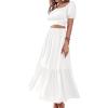 imageLYANER Womens 2 Pcs Outfits Wrap Tie Short Sleeve Crop Top Ruffle Maxi Skirt SetWhite