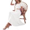 imageLYANER Womens 2 Pcs Outfits Wrap Tie Short Sleeve Crop Top Ruffle Maxi Skirt SetWhite
