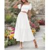 imageLYANER Womens 2 Pcs Outfits Wrap Tie Short Sleeve Crop Top Ruffle Maxi Skirt SetWhite