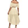 imageLYANER Womens 2 Piece Outfit Dress Off Shoulder Crop Top High Waist Ruffle Midi Skirt SetBeige