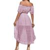 imageLYANER Womens 2 Piece Outfit Dress Off Shoulder Crop Top High Waist Ruffle Midi Skirt SetDusty Pink