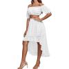imageLYANER Womens 2 Piece Outfit Dress Off Shoulder Crop Top High Waist Ruffle Midi Skirt SetWhite