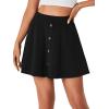 imageLYANER Womens Above Knee Length Casual Skirt Stretchy Button High Waist ALine Flared Vintage Mini Skater Skirts with PocketBlack