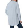imageLYANER Womens Button Down Shirts Casual Long Sleeve Dress Shirt Roll Up Collared Work Blouse Top with PocketAzure