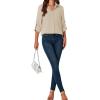 imageLYANER Womens Button Down Shirts Casual Long Sleeve Dress Shirt Roll Up Collared Work Blouse Top with PocketBeige