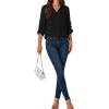 imageLYANER Womens Button Down Shirts Casual Long Sleeve Dress Shirt Roll Up Collared Work Blouse Top with PocketBlack