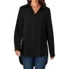 imageLYANER Womens Button Down Shirts Casual Long Sleeve Dress Shirt Roll Up Collared Work Blouse Top with PocketBlack