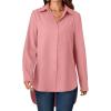 imageLYANER Womens Button Down Shirts Casual Long Sleeve Dress Shirt Roll Up Collared Work Blouse Top with PocketPink