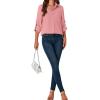 imageLYANER Womens Button Down Shirts Casual Long Sleeve Dress Shirt Roll Up Collared Work Blouse Top with PocketPink