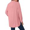 imageLYANER Womens Button Down Shirts Casual Long Sleeve Dress Shirt Roll Up Collared Work Blouse Top with PocketPink