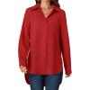 imageLYANER Womens Button Down Shirts Casual Long Sleeve Dress Shirt Roll Up Collared Work Blouse Top with PocketRed